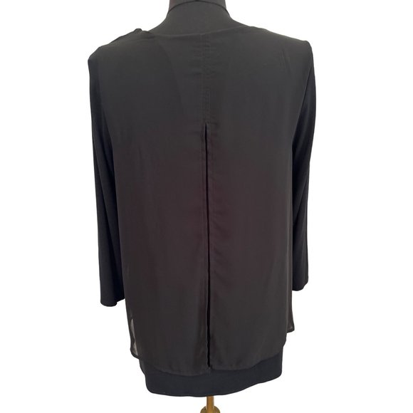 Chico’s Easywear Black 2 Layer Top With 3/4 Sleeves, Size 1(Medium) - Picture 3 of 7